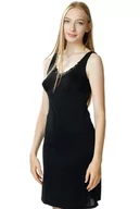 Bielizna nocna - Halka damska Adela z ładnym dekoltem pod sukienkę 52 czarny - miniaturka - grafika 1