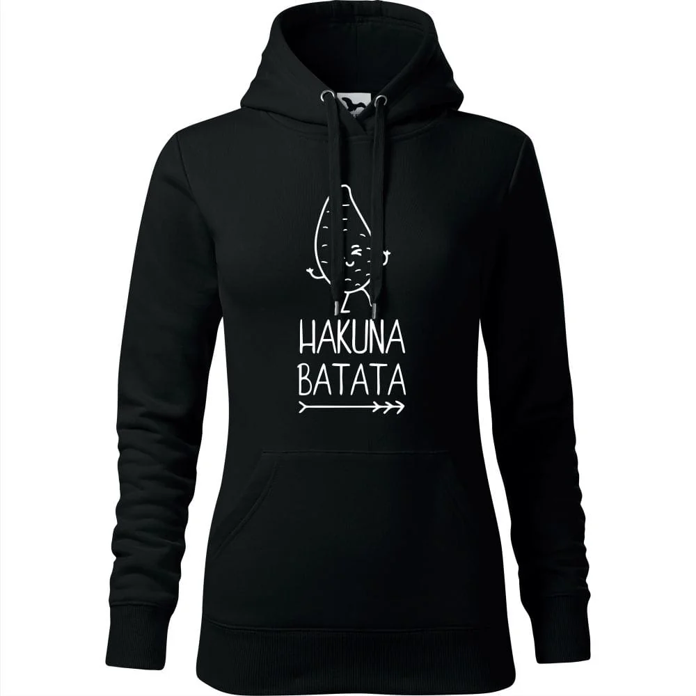 Damska Bluza Z Kapturem - Hakuna Batata Czarny 2xl