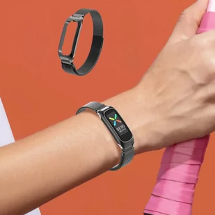 Pasek Metalowy z Zapięciem na Magnes Braders Bransoleta do Oppo Band czarny - Akcesoria do smartwatchy - miniaturka - grafika 4