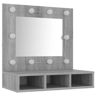 Lumarko Szafka z lustrem i LED, szary dąb sonoma, 60x31,5x62 cm - Toaletki - miniaturka - grafika 5