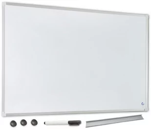 Tablica magnetyczna suchościeralna biała 180x120 cm Szkolna Biurowa Edukacyjna w ramie aluminiowej w zestawie z półką, 3 magnesami i pisakiem w kolo.. - Tablice i flipcharty - miniaturka - grafika 1