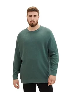 Swetry męskie - TOM TAILOR Sweter męski plus size, 32619 – zielony (Green Dust Melange), 5XL - grafika 1