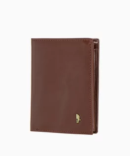 Portfele - PUCCINI Skórzany brązowy portfel męski z zabezpieczeniem RFID - grafika 1