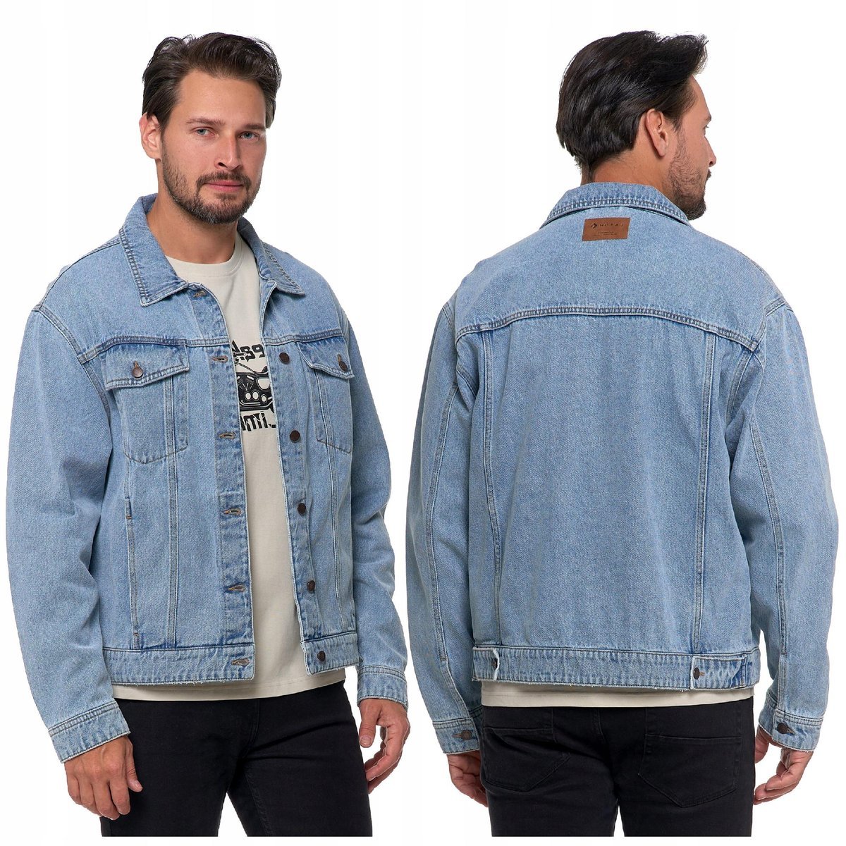 MĘSKA KURTKA JEANSOWA Katana Klasyczna Modna na Guziki Bawełniana MORAJ XXL