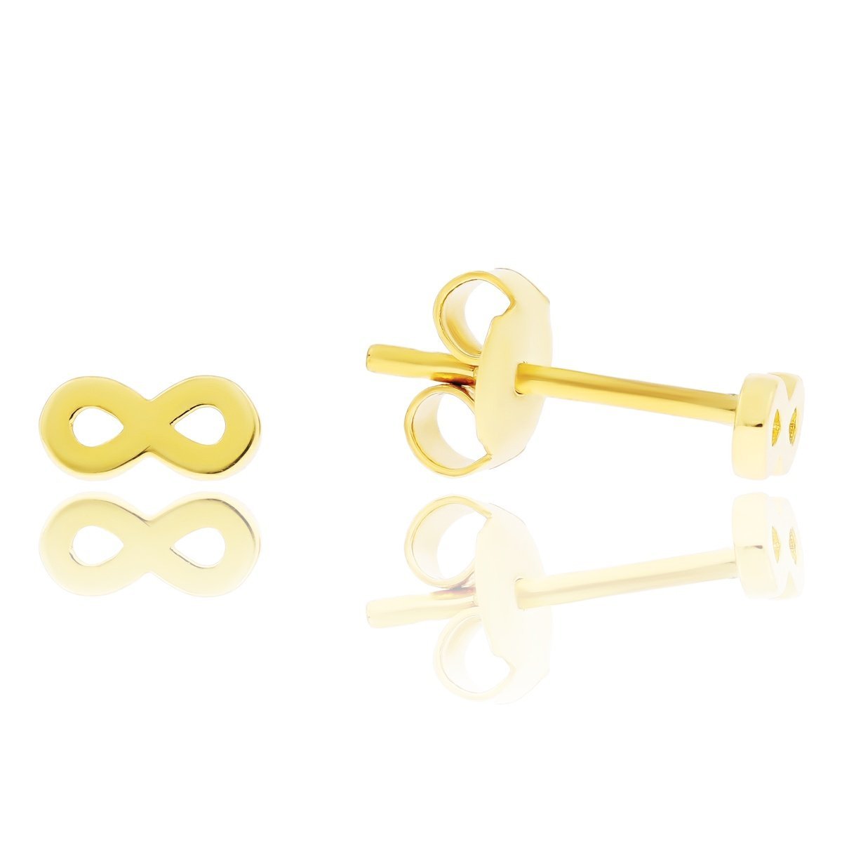 Złote kolczyki znak nieskończoności na sztyfcie pr. 333