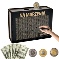 Skarbonki - SKARBONKA WYKREŚLANA PREZENT CEL 10000 PERSONALIZACJA CZARNA NA MARZENIA - miniaturka - grafika 1