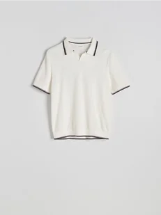 Reserved - Bawełniany sweter polo - złamana biel - Swetry męskie - miniaturka - grafika 1