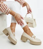 Półbuty damskie - Beżowe półbuty na obcasie eko-skórzane Vinceza-40 - miniaturka - grafika 1