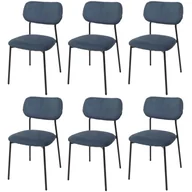 Krzesła - Zestaw 6 krzeseł do jadalni HWC-O26, krzesło kuchenne tapicerowane, sznurek (330g/m²) tkanina/tkanina metal ~ niebieski - miniaturka - grafika 1