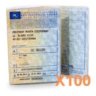 Okładka Etui Pokrowiec trójdzielny na dowód rejestracyjny KOMPLET 100SZT - Wizytowniki - miniaturka - grafika 1