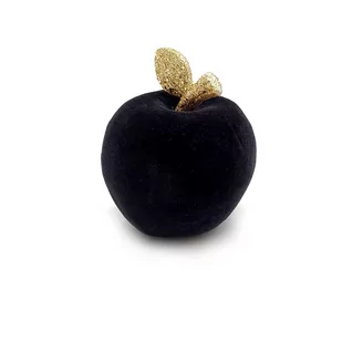 Jabłko sztuczne czarne złote dekoracyjne welurowe 10 cm figurka - Sztuczne kwiaty - miniaturka - grafika 1