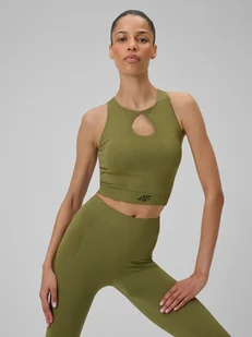 4F Top do jogi slim szybkoschnący damski - oliwkowy XS/S - Koszulki sportowe damskie 4F Top do jogi slim szybkoschnący damski - oliwkowy XS/S - Koszulki sportowe damskie - miniaturka - grafika 1