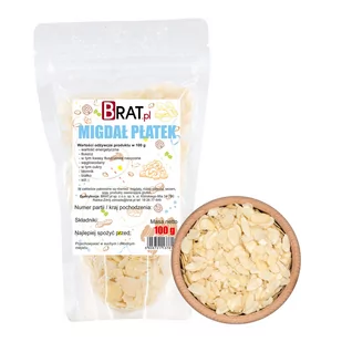 Płatki Migdałowe Migdał 100G Płatek Migdałowy Produkt Naturalny - Płatki śniadaniowe i musli - miniaturka - grafika 1