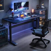 Biurka gamingowe - Biurko Gamingowe Stół Dla Gracza Z Regulowaną Wysokością Komputerowe Czarne Nowoczesne - miniaturka - grafika 1