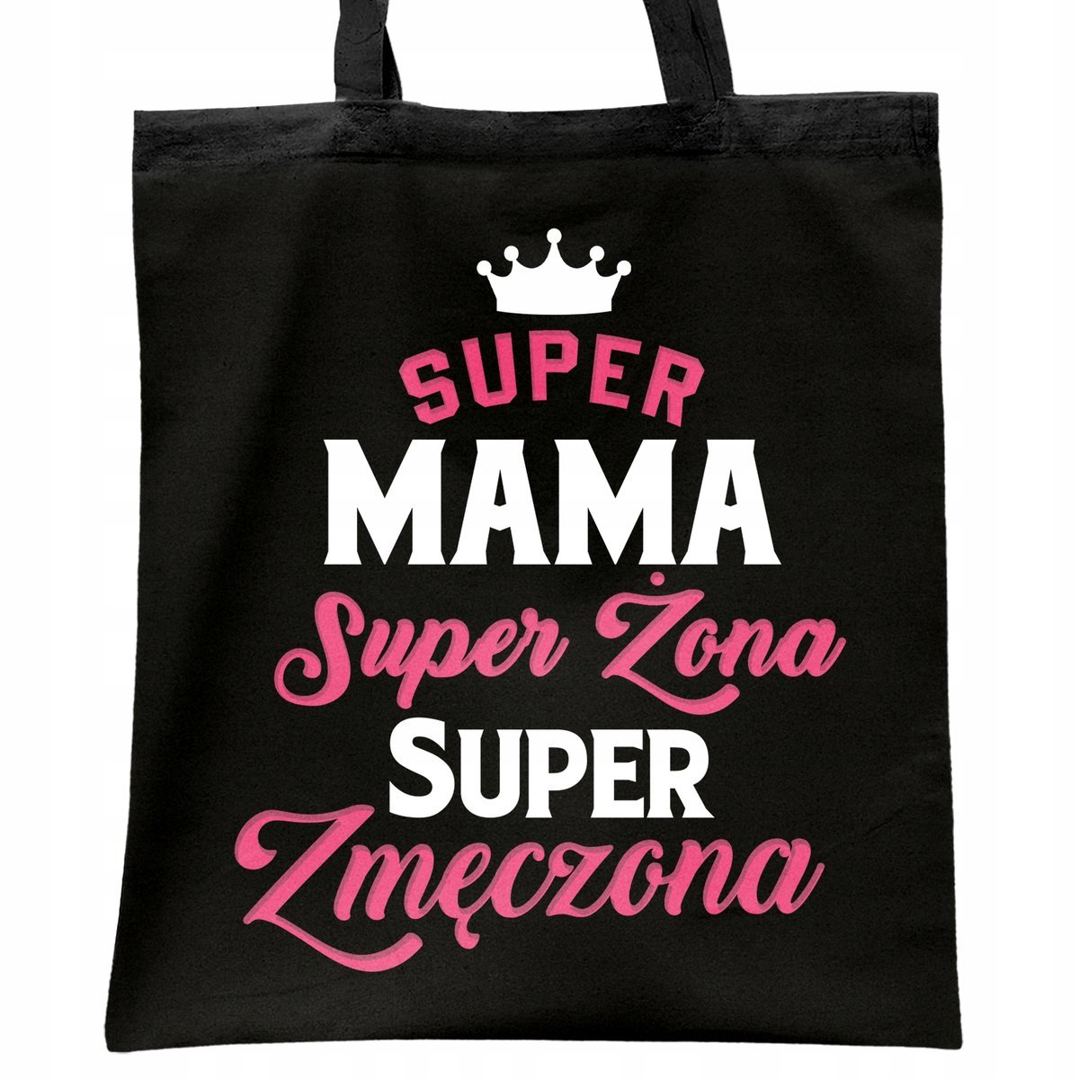 Torba bawełniana czarna na zakupy Dzień Matki Dla Mamy Prezent