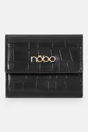 Portfele - Mały portfel z klapką Nobo croco czarny - miniaturka - grafika 1