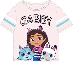 Bawełniany crop top dla dziewczynki różowy Koci Domek Gabi - Koszulki dla dziewczynek - miniaturka - grafika 1