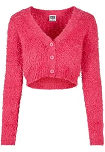 Urban Classics Damski kardigan Cropped Feather Cardigan damski czarny Basics, Streetwear, Hibiskus Pink, XL - Swetry damskie - miniaturka - grafika 1