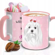 Kubki - Kubek z Piankami PIES IMIĘ PERSONALIZOWANY Biało Różowy Kreator - miniaturka - grafika 1