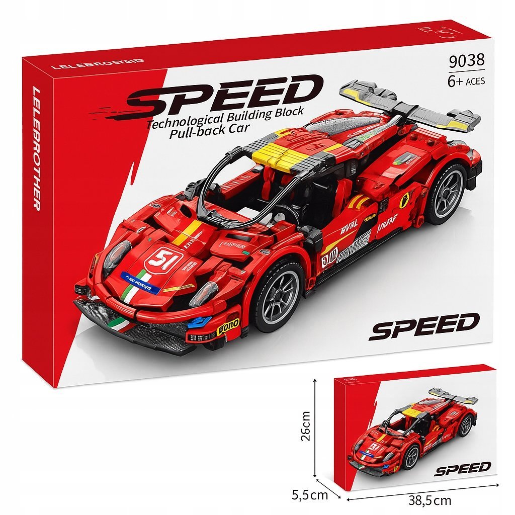 Zestaw Klocki Technic SPEED 9038 Auto Sportowe 408 el Pull-back Car Ferrari