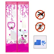 Moskitiery - Magnetyczna moskitiera cm różowa z nadrukiem letnia kurtyna na drzwi przeciw owadom oddychająca siatka do kuchni na balkon sypialni nowoczesny design - miniaturka - grafika 1