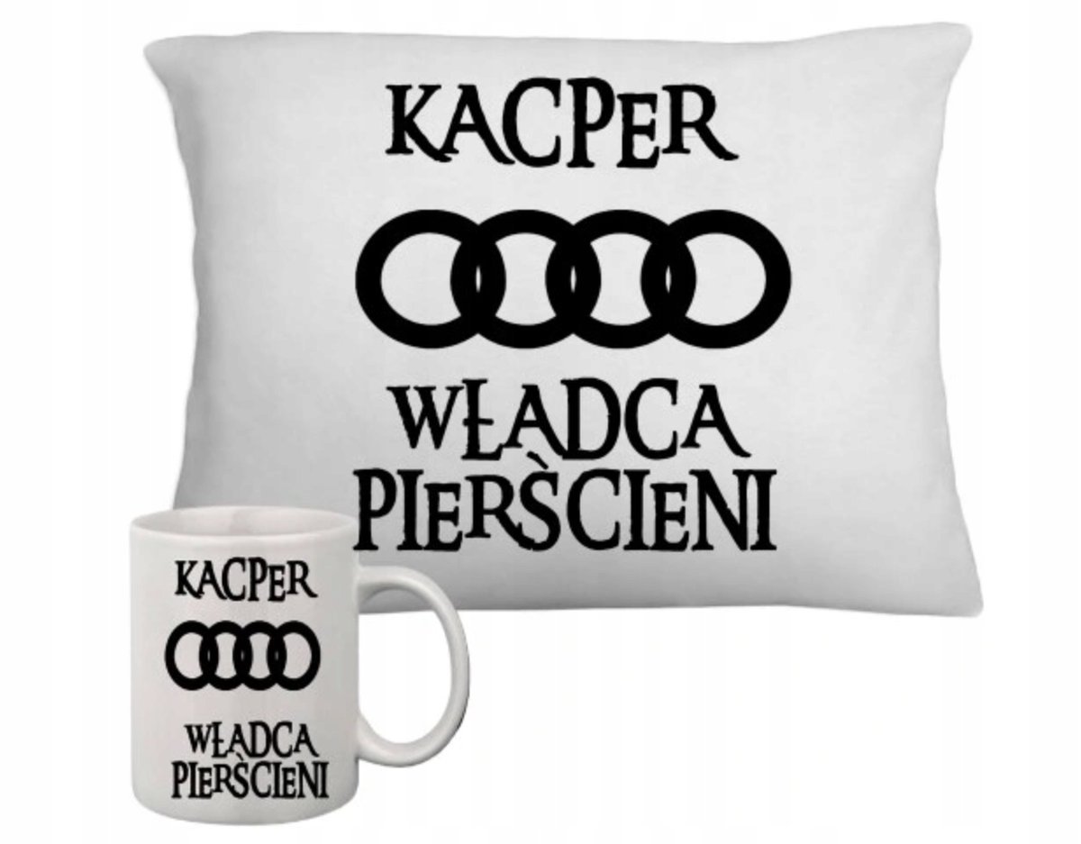 ZESTAW PODUSZKA + KUBEK Prezent AUDI WŁADCA PIERŚCIENI + IMIĘ 24