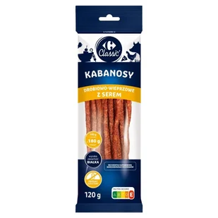 Carrefour Classic Kabanosy drobiowo-wieprzowe z serem 120 g - Kiełbasa i wędliny - miniaturka - grafika 1