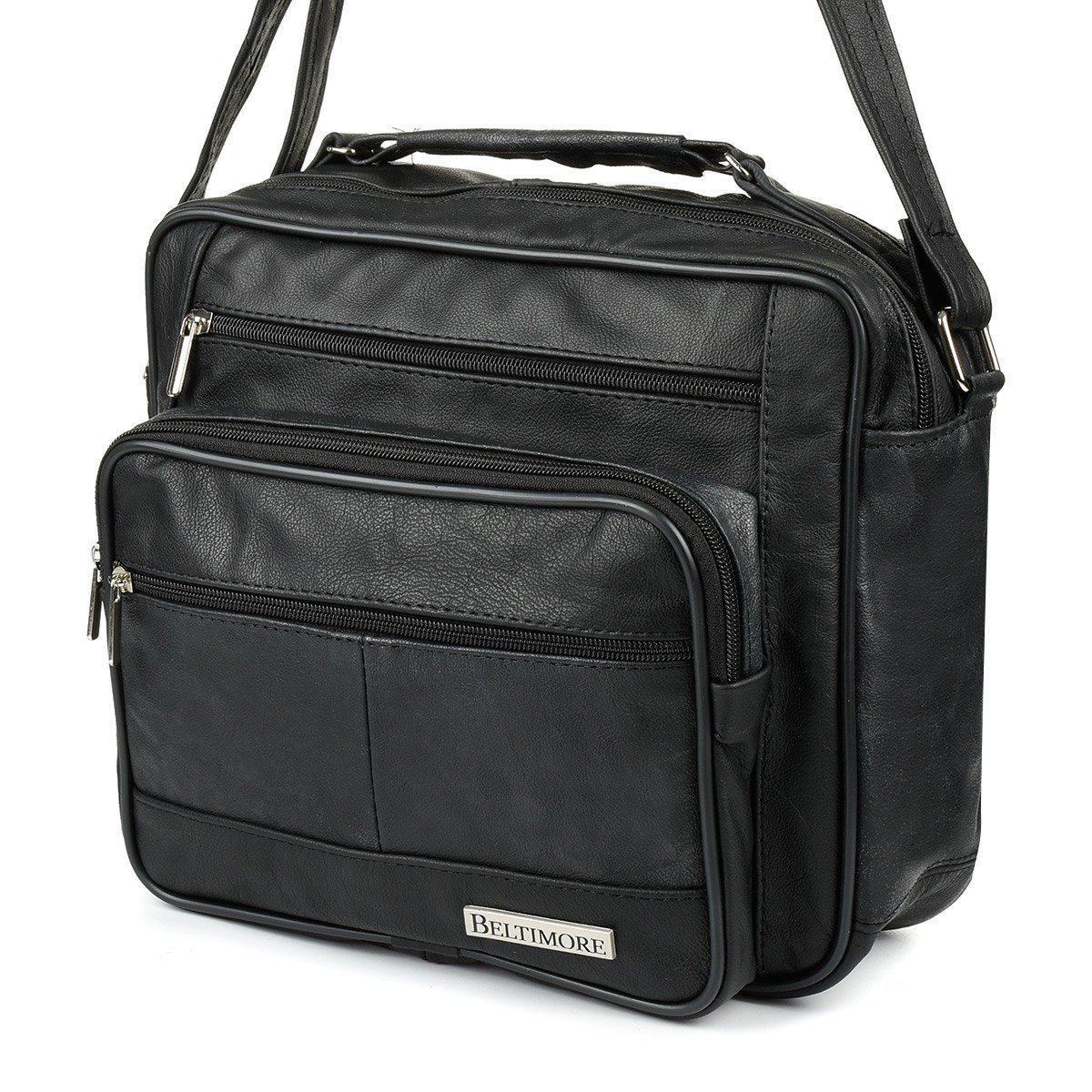 Czarna pojemna SKÓRZANA TORBA męska do pracy Beltimore F72 czarny
