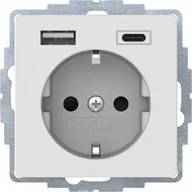 Gniazdka elektryczne - Gniazdo z ładowarką Berker Q.1/Q.3/Q.7 USB A+C 2.4/3.0A - biały mat - miniaturka - grafika 1