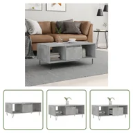 Ławy i stoliki kawowe - The Living Store stolik kawowy betonowy szary 90x50x36,5 cm materiał drewnopochodny - miniaturka - grafika 1