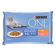 Mokra karma dla kotów - Purina ONE wygodne opakowanie 8 x 85 g - Coat & Hairball kurczak i łosoś - miniaturka - grafika 1