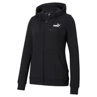 Bluzy damskie - Bluza z kapturem damska Puma ESSENTIAL SMALL LOGO FULL-ZIP TR czarna 58681301-S - miniaturka - grafika 1
