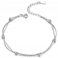 Bransoletki - Bransoletka Podwójna CELEBRYTKA Srebro pr 925 kuleczki kulki srebrna damska - miniaturka - grafika 1