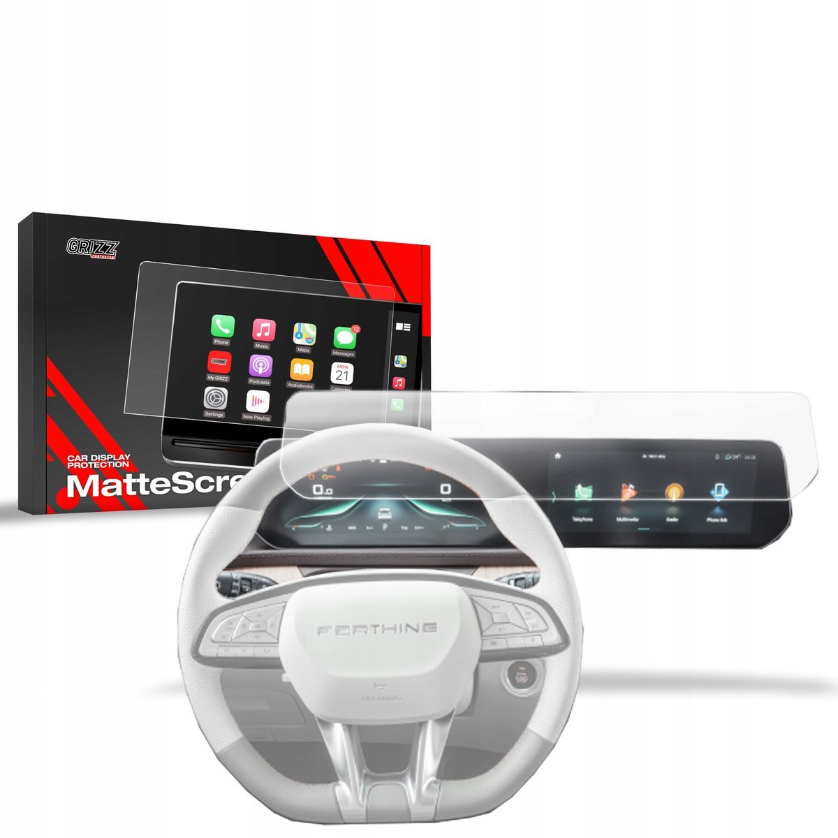 2x Folia matowa GrizzGlass CarDisplay Protection do Forthing T5 10,25