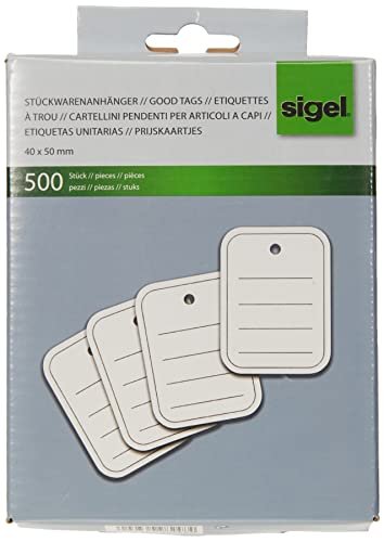 SIGEL ZB350 Zawieszka towarowa biała linie, perforowana, 40x50 mm, 500 sztuk