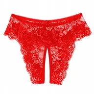 Majtki damskie - Stringi majtki damskie czerwone z dziurką otwarte - S/M - miniaturka - grafika 1