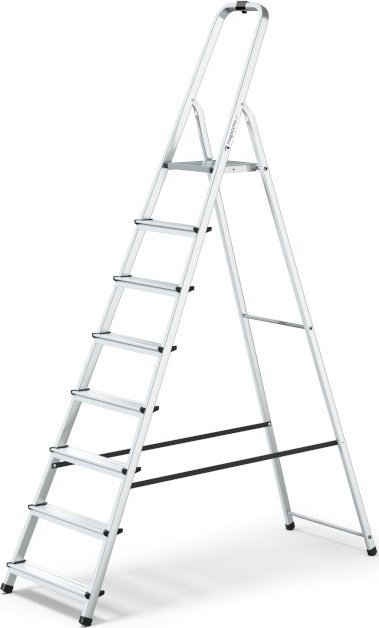 Magazynuj Drabina aluminiowa 8 stopni, wytrzymałość 150 kg - PRO