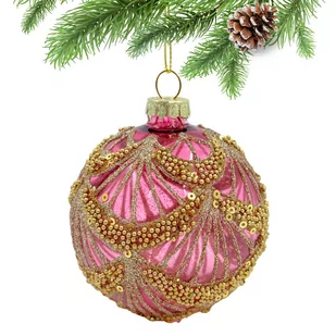 BOMBKA SZKLANA DIANA 8CM RÓŻ/CZERWIEŃ - Bombki - miniaturka - grafika 1