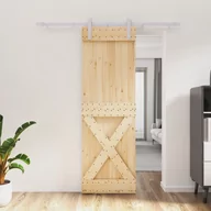 Drzwi wewnętrzne - Drzwi przesuwne z osprzętem, 70x210 cm, lite drewno sosnowe 8721012080713 - miniaturka - grafika 1