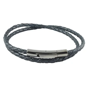 König Design skórzany naszyjnik skórzany pasek skórzana bransoletka 5 mm męski naszyjnik 17 cm - 100 cm pleciony, długość: 45 centymetrów, kolor: grafitowo-szary - Naszyjniki męskie - miniaturka - grafika 1
