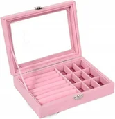 Pudełka i szkatułki - Szkatułka Etui Pudełko Organizer Na Biżuterię Pierścionki Kolczyki Róż B7 - miniaturka - grafika 1