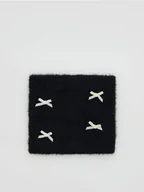 Apaszki i szaliki damskie - Reserved - Dzianinowy komin w kokardki - czarny - miniaturka - grafika 1