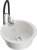 Zlewozmywaki z baterią - Mexen Diego zlewozmywak granitowy 1-komorowy z baterią kuchenną Aster, biały - 6512-20-73450-07 - miniaturka - grafika 1