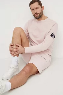 Bluzy męskie - Calvin Klein Jeans bluza bawełniana męska kolor różowy gładka - grafika 1