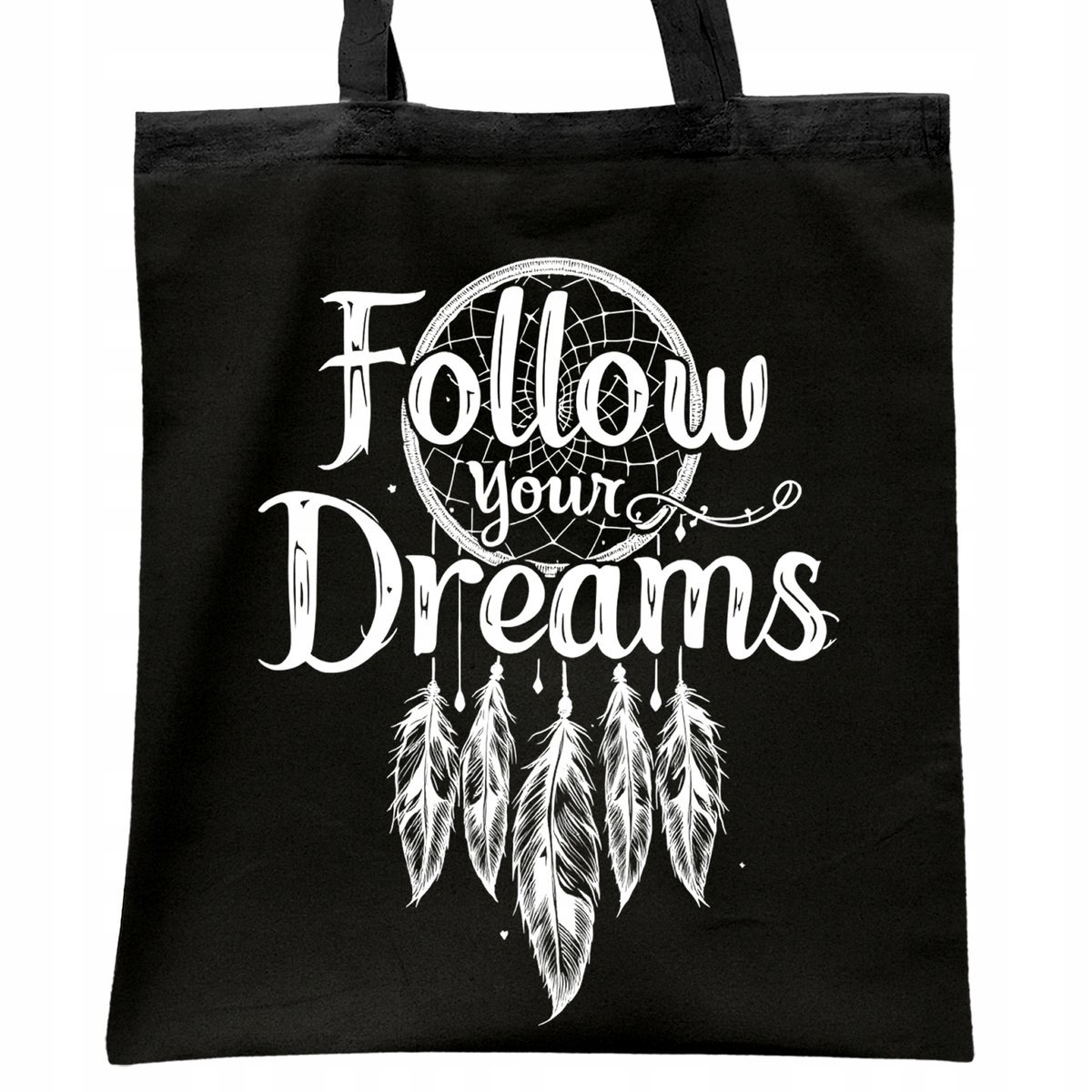 Torba bawełniana czarna na zakupy Follow Your Dreams Łapacz Snów