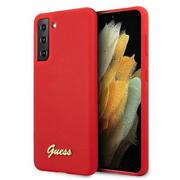 Etui i futerały do telefonów - Guess GUHCS21MLSLMGRE S21+ G996 czerwony/red hardcase Silicone Script Metal Logo GUE001188 - miniaturka - grafika 1