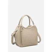 Torebki damskie - Beżowa Ażurowa Torebka Torba Damska Do Ręki LUIGISANTO Dopinany Pasek - miniaturka - grafika 1