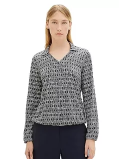 Koszulki i topy damskie - TOM TAILOR Damska koszulka z długim rękawem, 33984 - Navy Geometrics Print, 3XL - grafika 1