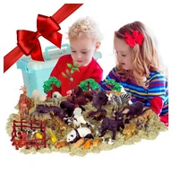 Klocki - Figurki Zwierzęta Zoo Safari Dzikie Zagroda Zestaw Mix Kuferek 59 Sztuk - miniaturka - grafika 1