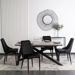 Zestaw 4x Krzesło Tapicerowane do Salonu CORK Czarne Welurowe Nowoczesne Loft - Krzesła - miniaturka - grafika 1